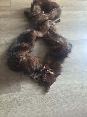 Vintage Whole Mink Fur Stole Wrap Scarf Heads Tails Feet